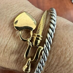 Gold Heart Cable Hook Bracelet